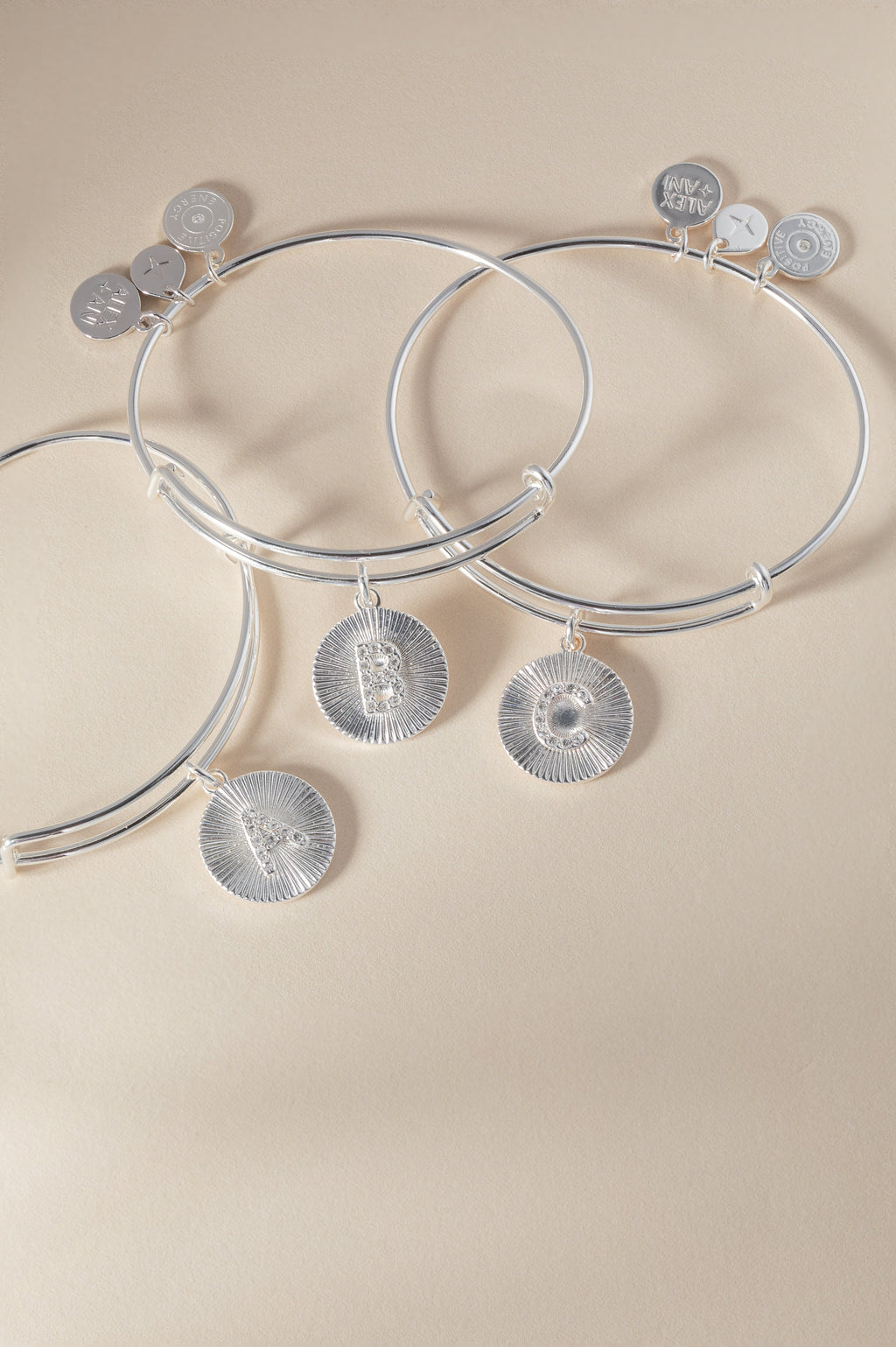 Initial C Pave Starburst Texture Bangle