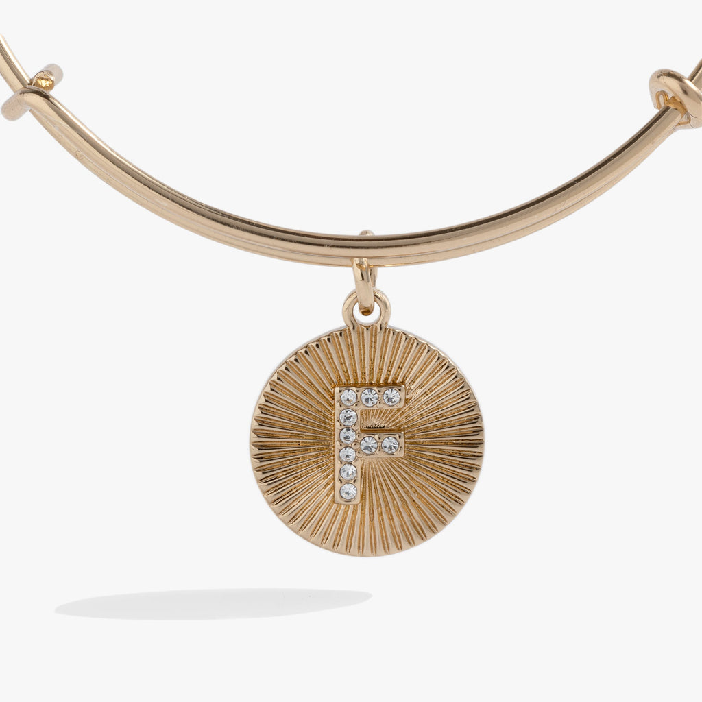 Initial F Pave Starburst Texture Bangle